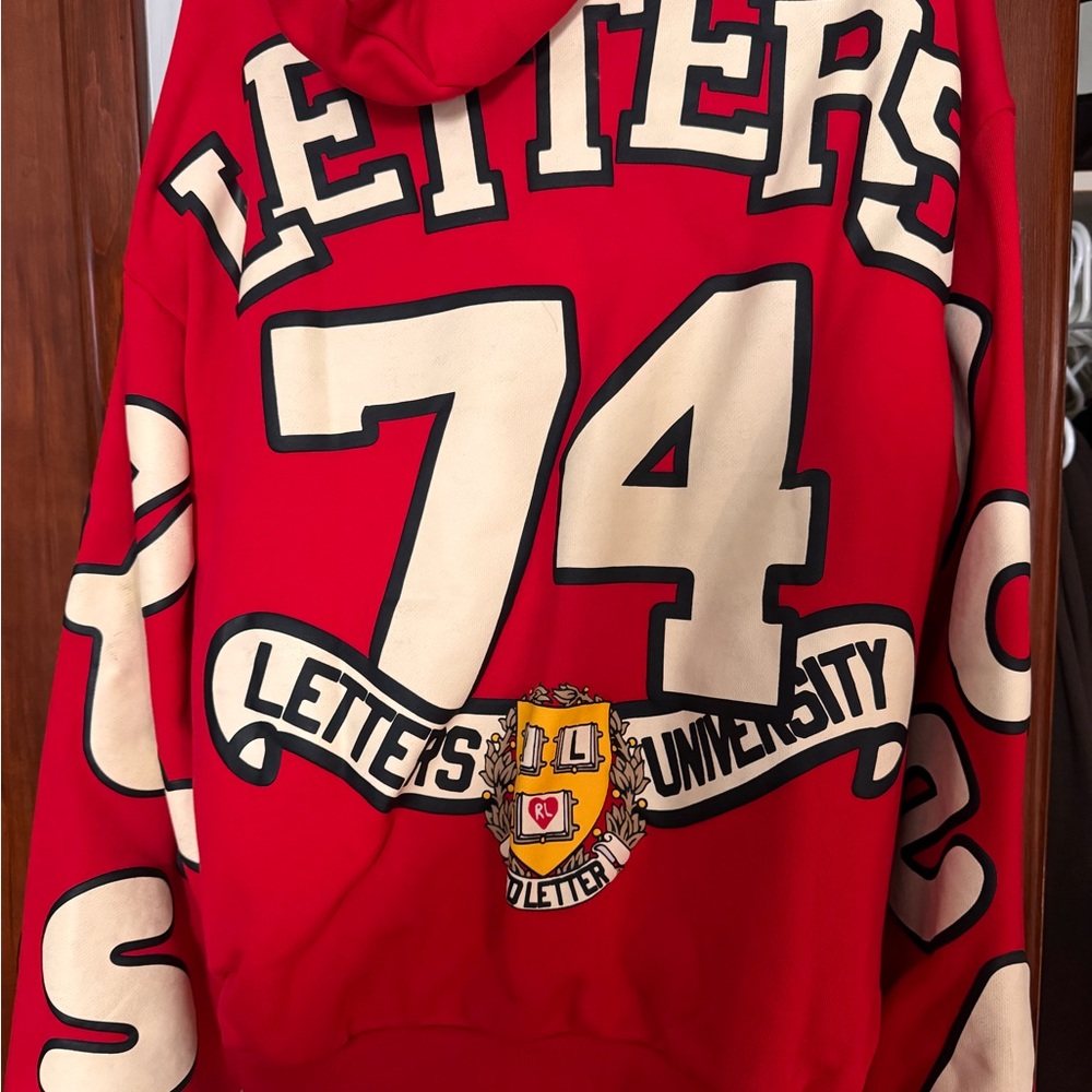 Red Letters Graphic Hoodie zip up